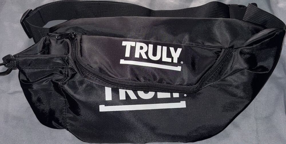 TRULY Black Waist Pack for Hiking, Adjustable Strap, Zip Closure, 2 Pockets